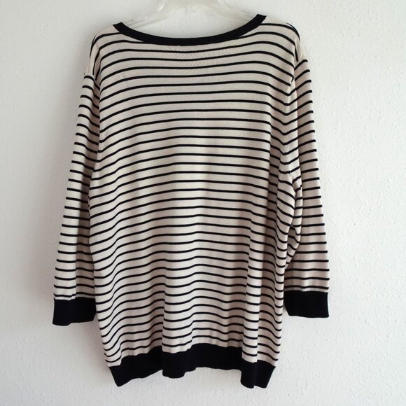 Talbots Dragonfly Cardigan Sweater Women's Plus Size 3X Black White Stripe - Picture 6 of 8